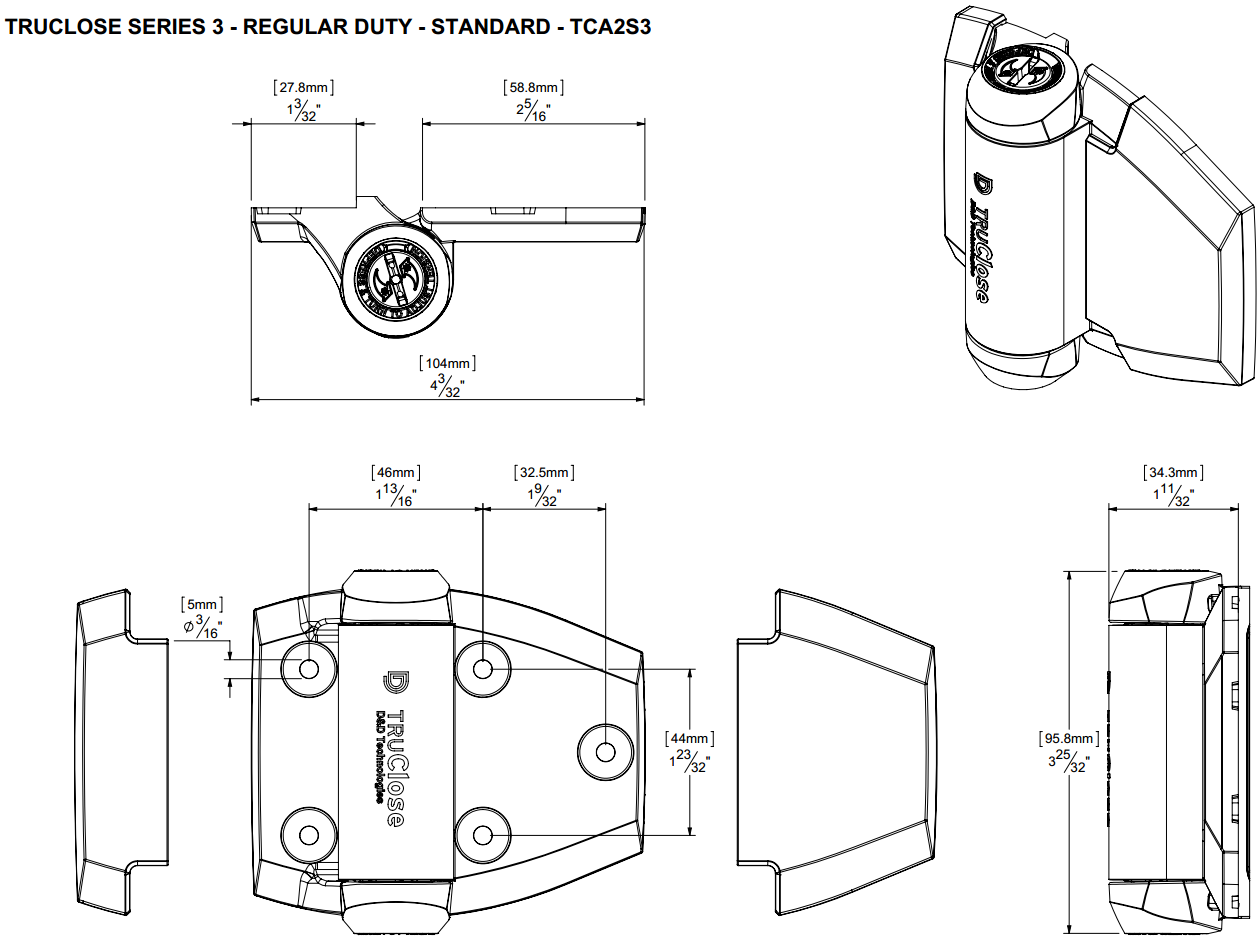 TruClose Standard Gate Hinge TCA2S3