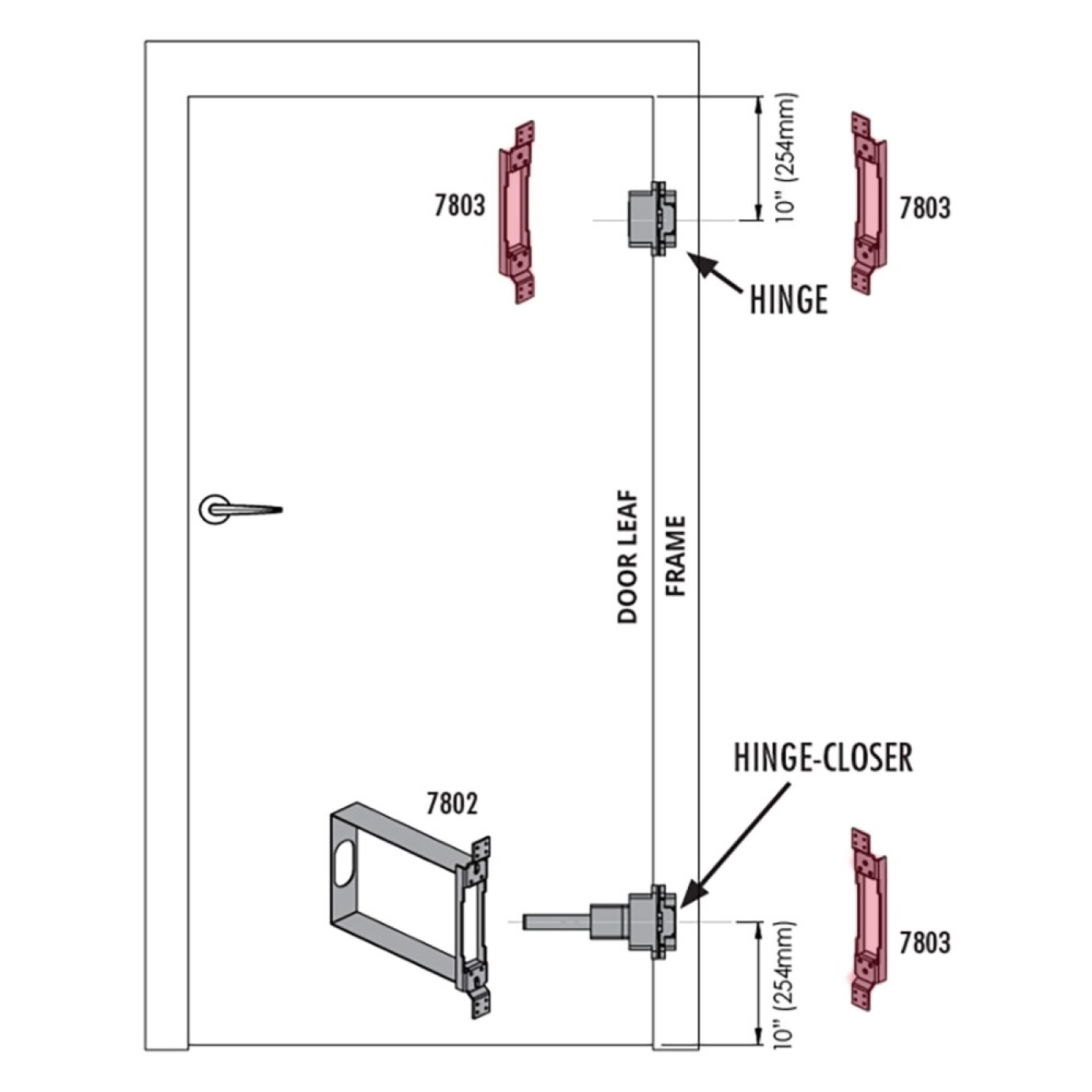 D&D SureClose ConcealFit Steel Receiver Bracket For Plain Pivot Hinges