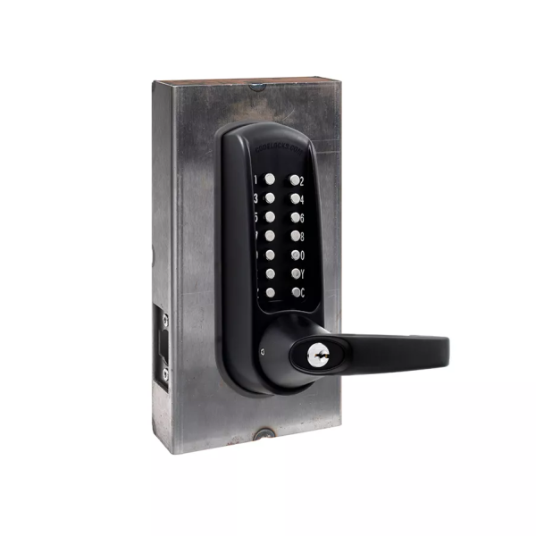 Codelocks Tubular Latchbolt CL610 Aluminum Commercial Back-To-Back Gate Box Kit with Key Override (Black) Marine Grade Finish 