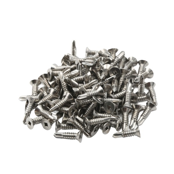 D&D 1" Self-Drilling, Flat Head 14 Gauge Screw, 410 Stainless Steel (Pack of 100 Screws) - 14N-100