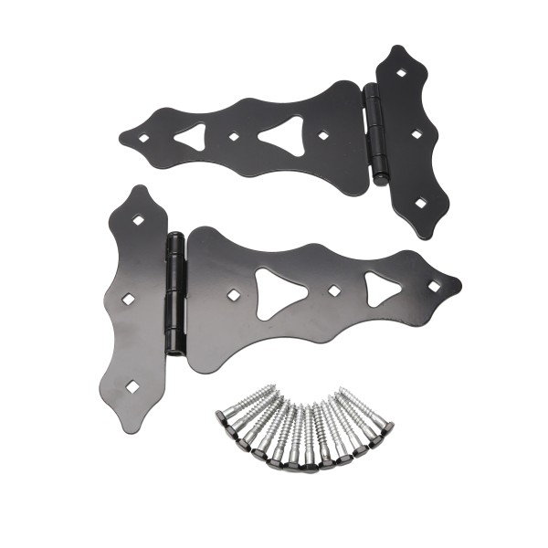 D&D Wood Hardware Heavy-Duty Decorative Steel 8" T-Hinge For Wood Gates (Black)