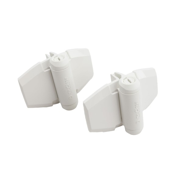 D&D TruClose Standard Adjustable Self-Closing Gate Hinges With 2 Side Legs For Wood & Vinyl Gates White (Pair) - 49059
