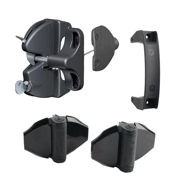 D&D Kit Gate Includes LokkLatch Lockable Latch, TruClose Hinges & Gate Handle (Black) - 8000-1000