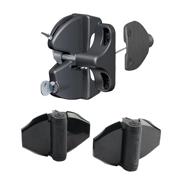 D&D Kit LokkLatch Series 2 Lockable Gate Latch & TruClose Self-Closing Hinges (Black) - 8000-1009