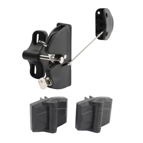 D&D Kit LokkLatch Series 2 Adjustable Lockable Latch with External Access Kit and a Pair of TruClose Multi-Adjustable Heavy-Duty Hinge for Wood and Vinyl Gates (Black) - 8000-1098 (Gate Kits)