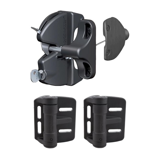 D&D Kit LokkLatch Series 2 Lockable Latch & TruClose Mini Hinges for All Gates (Black) - 8000-2054