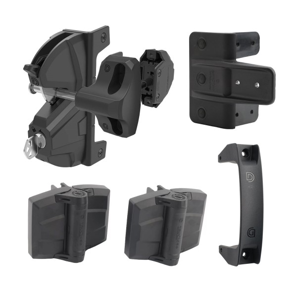 D&D Kit LokkLatch Deluxe S3 Latch Kit & TruClose Adjustable Hinges, Handle & Gate Stop - 8000-2056