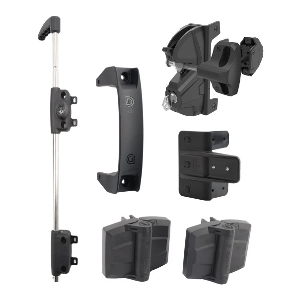 D&D Kit LokkLatch Deluxe S3 Latch Kit & TruClose Hinges, Handle, Gate Stop & Drop Rod - 8000-2057