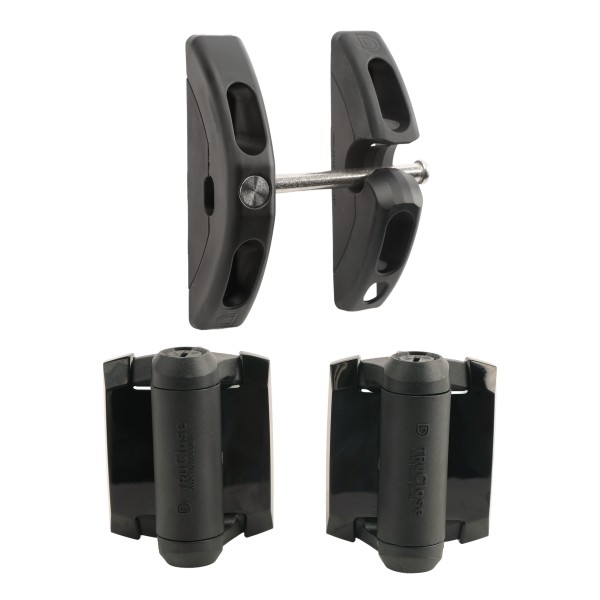 D&D Kit T-Latch Stainless Steel Padlockable Toggle Latch and Pair of TruClose Adjustable Self-Closing Hinge with 2 Side Legs for Metal Gates (Black) - 8000-2067 (Gate Kits)