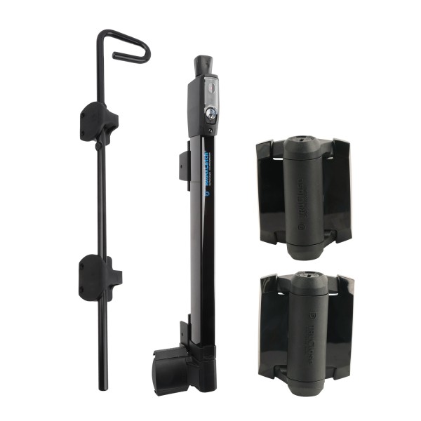 D&D Kit MagnaLatch Series 3 Top Pull Latch, Q-Bolt Drop Bolt 24" Padlockable Drop Rod, and a Pair of TruClose Adjustable Self-Closing Hinge with 2 Side Legs for Metal Pool Gates (Black) - 8000-2071 (Gate Kits)