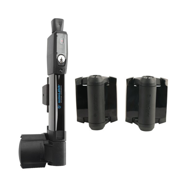 D&D Kit MagnaLatch Series 3 Vertical Pull Latch and a Pair of TruClose Adjustable Self-Closing Hinge with 2 Side Legs for Metal Pool Gates (Black) - 8000-2073 (Gate Kits)
