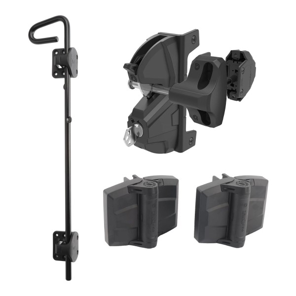 D&D Kit LokkLatch Deluxe S3 Latch Kit & TruClose Adjustable Hinges w/ Drop Rod - 8000-2108