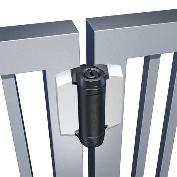 D&D Kit - TruClose Adjustable Self-Closing Heavy-Duty Gate Hinges With 2 Side Legs w/ Screws For Metal Pool Gates (Black With Chrome Finish) 