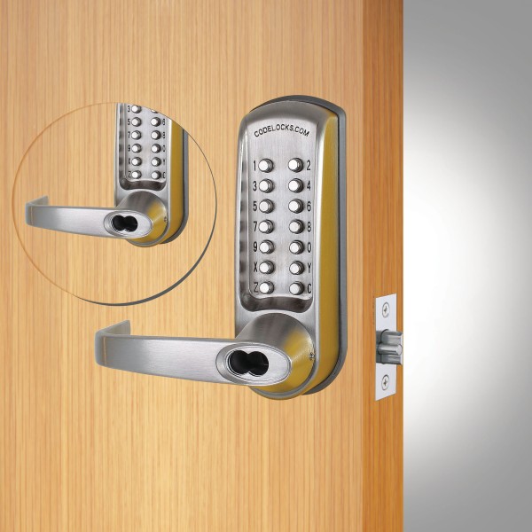 CodeLocks Tubular Latchbolt, Code In/Out, Back to Back, SFIC (core or keys not included) (Brushed Steel) - CL610BB-IC-BS