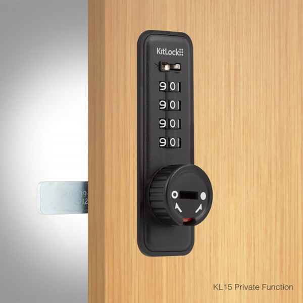 CodeLocks Mechanical Cabinet Lock, Private Function - Suitable for up to 3/4” Thick Door (Black) - KL15-BK-PT