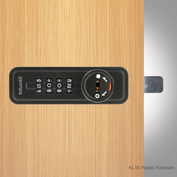 CodeLocks Mechanical Cabinet Lock, Public Function - Suitable for up to 3/4” Thick Door (Black) - KL15-BK-PU-LH