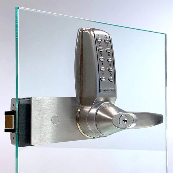 CodeLocks Glass Door Lock, Patch Fitted Strike Plate Included - CL4000-GD-BS
