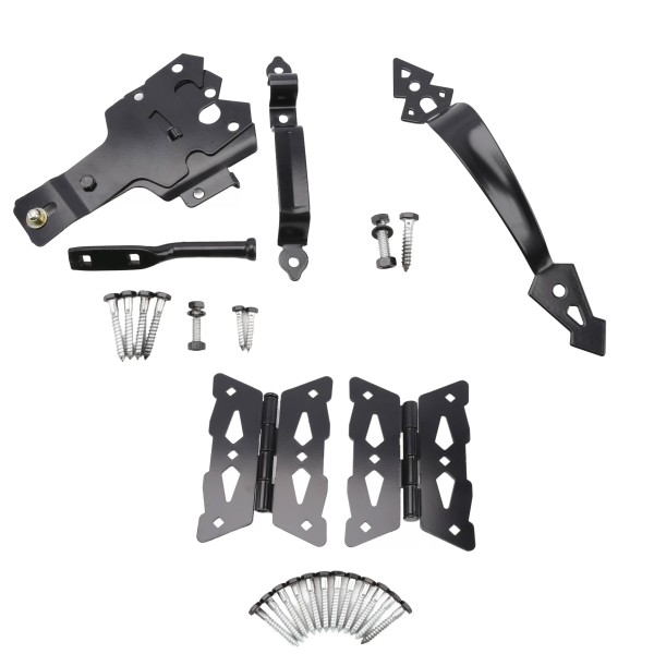 D&D Wood Gate Kit with 8" Steel Butterfly Hinge, Powder-Coated Metal Padlockable Post Latch, and 11" Metal Handle - 810010
