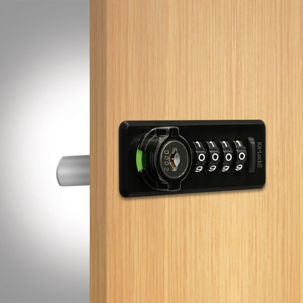 CodeLocks Mechanical Cabinet Lock - Suitable for up to 3/4” Thick Door (Black) - KL20-BK-LH