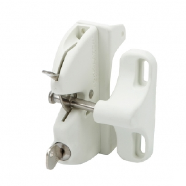 D&D LokkLatch Series 2 Adjustable Lockable Residential Gate Latch for All Gates With External Access Kit (White) - LLAABW