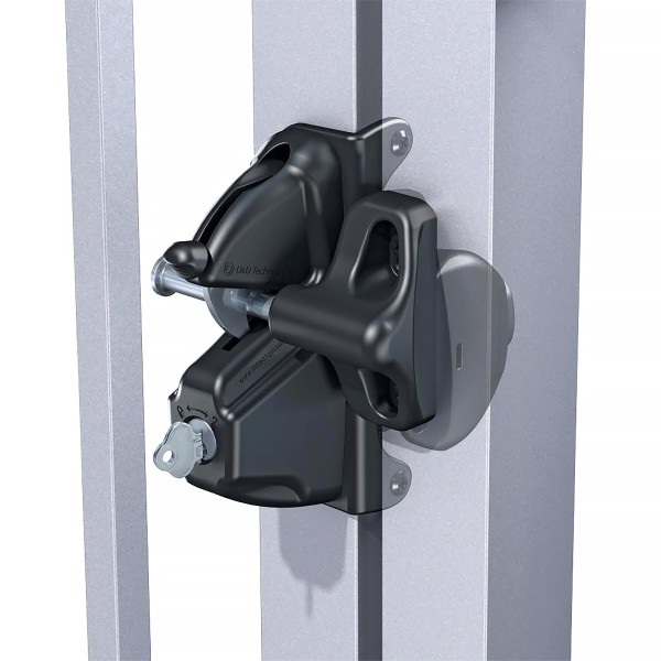 D&D LokkLatch Deluxe Duel-Sided Lockable, Keyed Alike Residential/Commercial Gate Latch For All Gates With External Access Kit (Black) - LLDAB-KSA