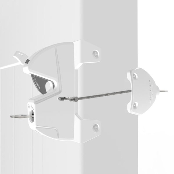 D&D LokkLatch Series 3 Adjustable Lockable Gate Latch With External Access Kit (Short Striker) (White) - LL3ABW