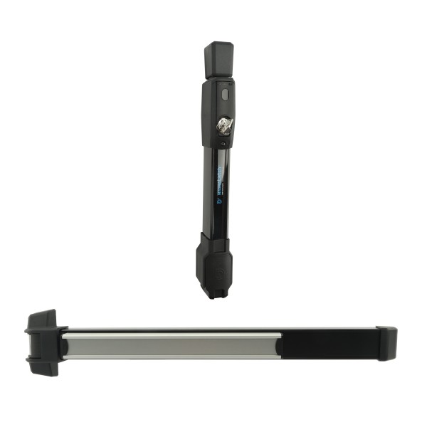 D&D MagnaLatch 36" Panic Bar with Rim Strike Plate and Series 3 Top Pull Safety Gate Latch For Pool Gates (Black) - ML3PB36RVPKA