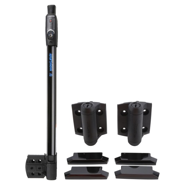 D&D MagnaLatch Series 3 Safety Gate Latch Top Pull Kit With TruClose Self-Closing Hinge For Pool Gates (Pair) Black - MTSTDKS2