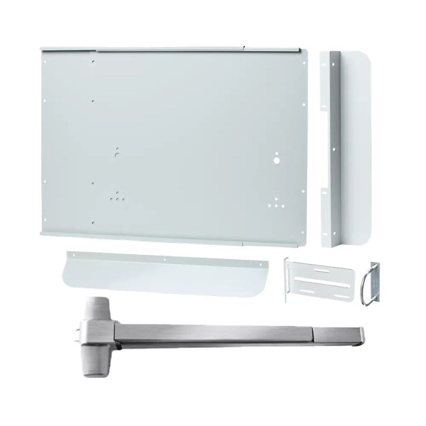 Codelocks Panic Bar Exit Only Kit with Adjustable 1" - 24" Two-Piece Panic Shield (Sliver)