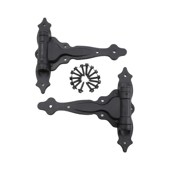 D&D TruClose DECOMOLD T-Style Self-Closing Ornamental Polymer Gate Hinge (Pair) Black - TCA4