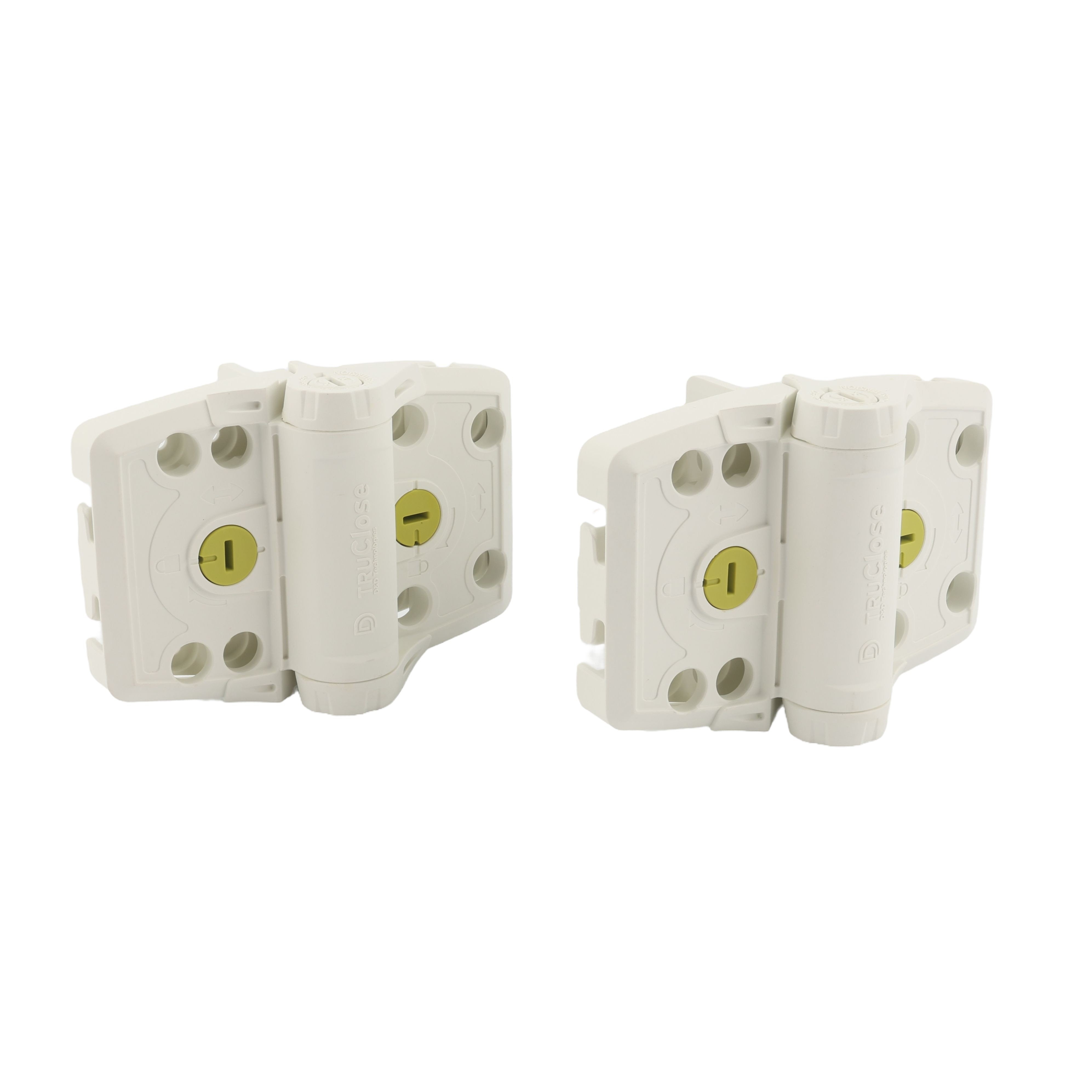 D&D Tru-Close Self-Closing Gate Hinges - White Multi-Adjust Hinges For Wood & Vinyl Gates