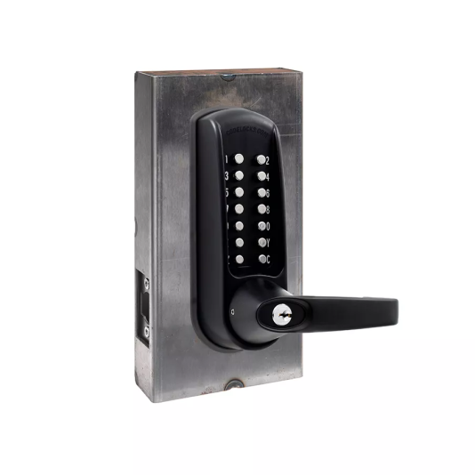Codelocks Tubular Latchbolt CL610 Aluminum Commercial Back-To-Back Gate Box Kit with Key Override (Black) Marine Grade Finish 