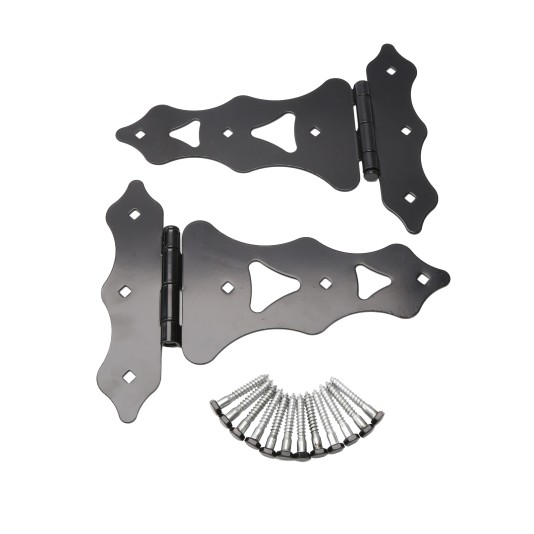D&D Wood Hardware Heavy-Duty Decorative Steel 8" T-Hinge For Wood Gates (Black)