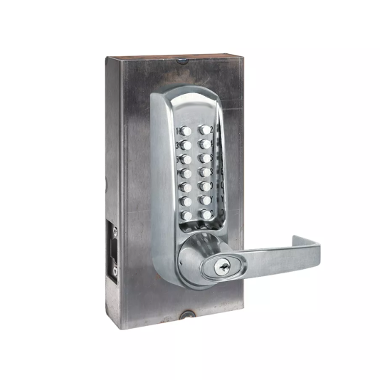 Codelocks Tubular Latchbolt CL610 Aluminum Commercial Back-To-Back Gate Box Kit with Key Override (Brushed Steel) 