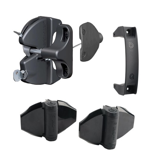 D&D Kit Gate Includes LokkLatch Lockable Latch, TruClose Hinges & Gate Handle (Black) - 8000-1000