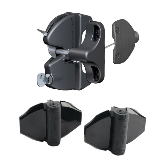 D&D Kit LokkLatch Series 2 Lockable Gate Latch & TruClose Self-Closing Hinges (Black) - 8000-1009