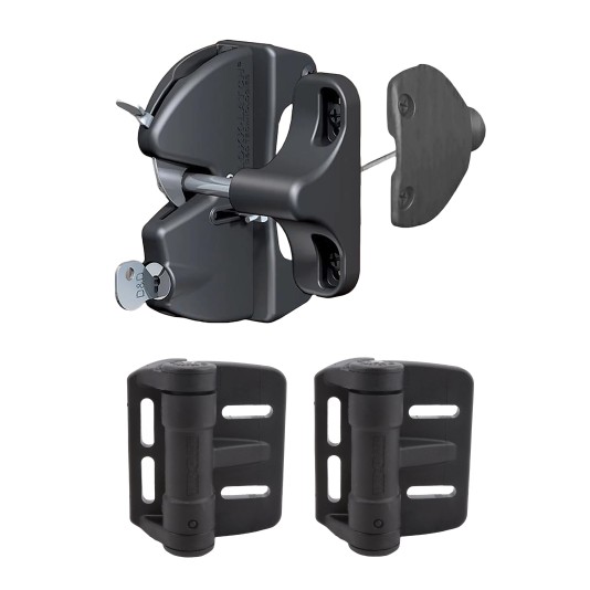 D&D Kit LokkLatch Series 2 Lockable Latch & TruClose Mini Hinges for All Gates (Black) - 8000-2054