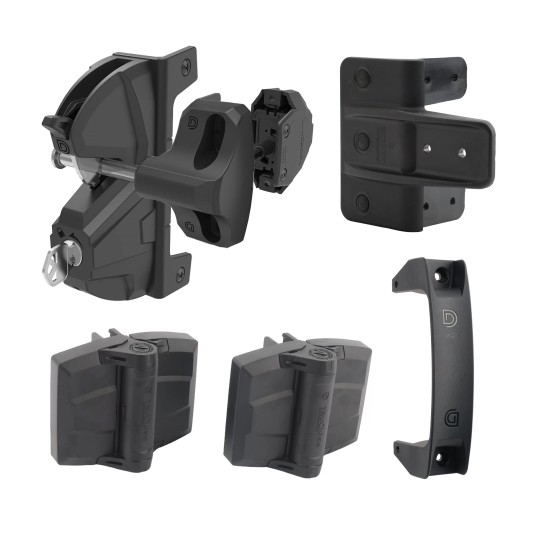 D&D Kit LokkLatch Deluxe S3 Latch Kit & TruClose Adjustable Hinges, Handle & Gate Stop - 8000-2056