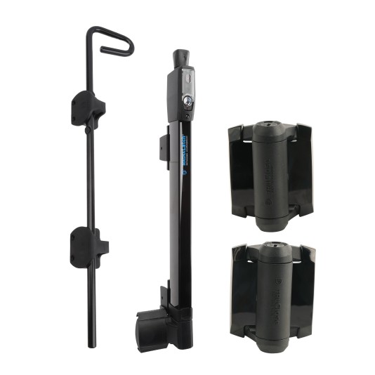 D&D Kit MagnaLatch Series 3 Top Pull Latch, Q-Bolt Drop Bolt 24" Padlockable Drop Rod, and a Pair of TruClose Adjustable Self-Closing Hinge with 2 Side Legs for Metal Pool Gates (Black) - 8000-2071 (Gate Kits)