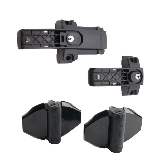 D&D Kit LokkLatch Magnetic Dual-Sided Keyed Alike Latch and Pair of TruClose Adjustable Self-Closing Heavy-Duty Hinges with 2 Side Legs (Black) - 8000-2116 (Default)