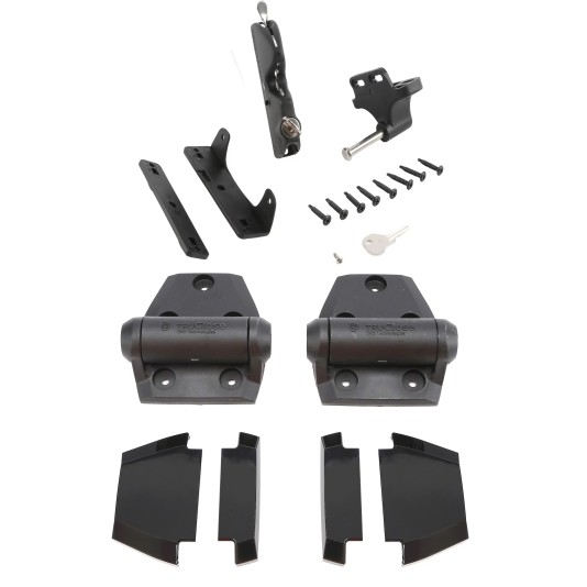 D&D Kit LokkLatch Series 2 Adjustable Lockable Gate Latch & TruClose Regular Adjustable Self-Closing Gate Hinges For Metal Pool Safety Gates (Pair) Black - 8000-2138 (Gate Kits)