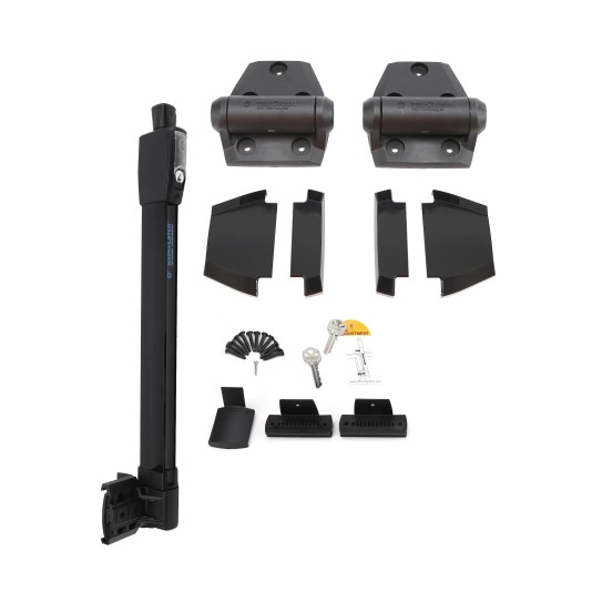 D&D Kit MagnaLatch Series 3 Top Pull Safety Gate Latch & Pair of TruClose Self-Closing Gate Hinges With No Side Legs For Metal To Wood Pool Gates (Black) with Screws - 8000-2141 (Gate Kits)