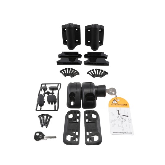D&D Kit MagnaLatch Series 2 Side Pull Locking Safety Gate Latch & Pair of TruClose Adjustable Self-Closing Hinge With Two Legs For Metal Pool Gates (Black) - 8000-2142 (Gate Kits)