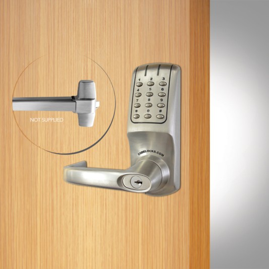CodeLocks Exterior Push Button Assembly for Rim Panic Device, SFIC (core or keys not included) (Brushed Steel) - CL5000PK-IC-BS