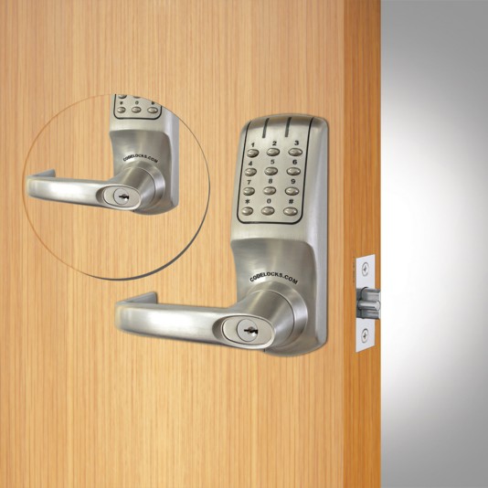 CodeLocks Tubular Latchbolt, Code In/Out, Back to Back (Brushed Steel) - CL5210BB-BS