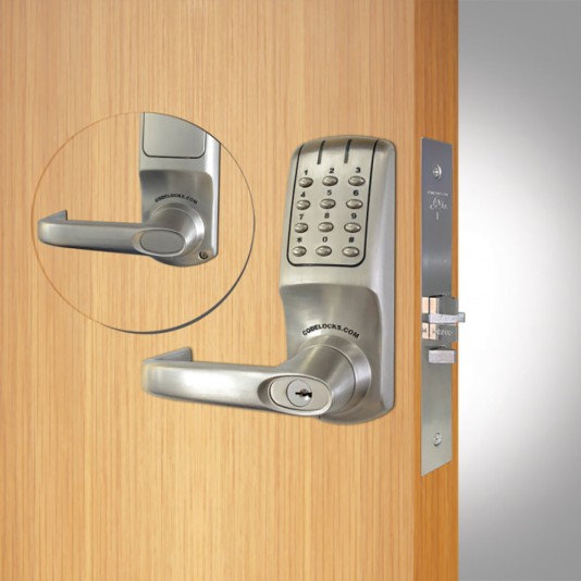 CodeLocks Mortise Lock, 86 Prep (Brushed Steel) - CL5250-BS