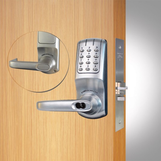 CodeLocks Mortise Lock, 86 Prep, SFIC (core or keys not included) (Brushed Steel) - CL5250-IC-BS