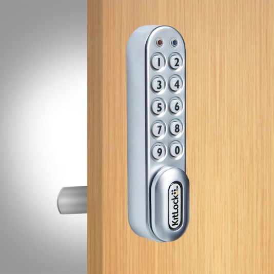 CodeLocks Kit with Interchangeable Spindles to fit 1/4” - 1” Thick Door (Silver Gray) - KL1006KIT-SG