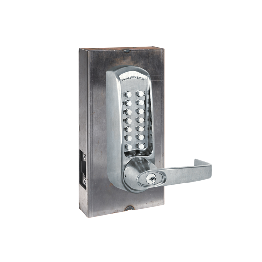 CodeLocks CL610 Tubular Latchbolt Gate Box Kit With Key Override (Brushed Steel) 