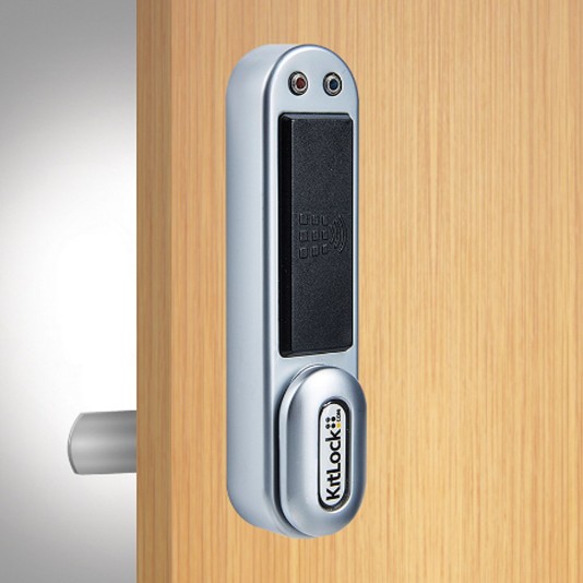 CodeLocks RFID Kit with Interchangeable Spindles to fit 1/4" - 1" Thick Door, Vertical, Silver Gray